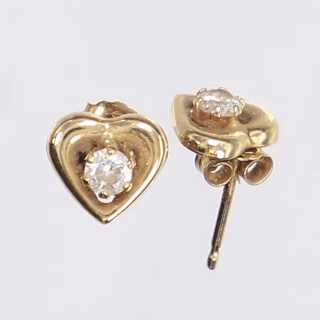 Ett par örhängen med vita stenar, 7x7mm, 18K  Vikt: 0,8 g