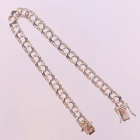 Armband Bismarck, längd 19cm, bredd 6,5mm, GHA, silver 925/1000.  Vikt: 10,8 g