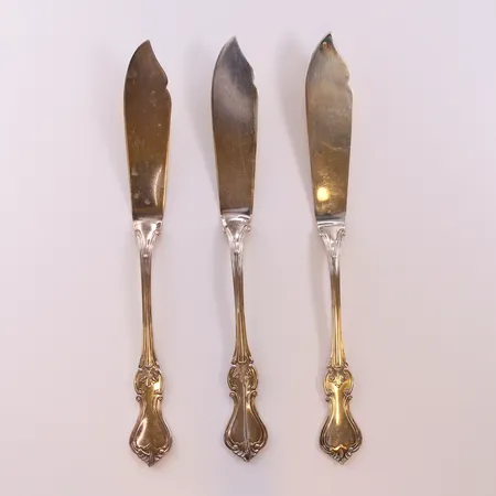 3 Fiskknivar, längd ca 22cm. 830/1000 silver  Vikt: 163,4 g