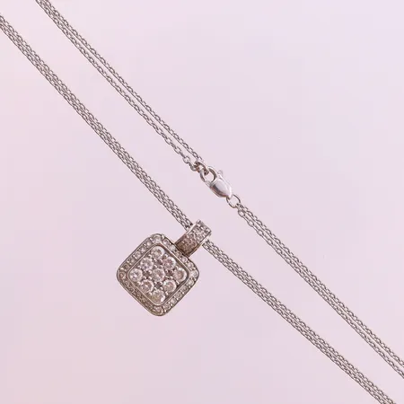 Collier tvåradig med vita stenar, ca 41cm, bredd 2-13,5mm. 925/1000 silver Vikt: 5,7 g