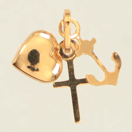 Hänge Tro, hopp och kärlek, längd 12mm inklusive ögla, bredd 6mm, 18K  Vikt: 0,2 g