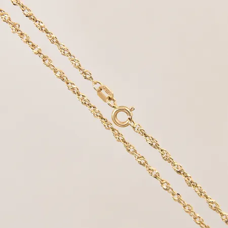 Collier Singapore, längd 45,5cm, bredd 2mm, GHA, 18K  Vikt: 3,7 g