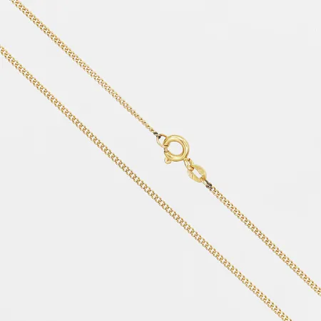 Kedja pansar, längd 46,5cm, 1,5mm, ringlås med slitage, 18K guld.  Vikt: 3,6 g