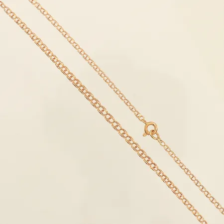 Collier doserad Bismarck, längd 48cm, bredd 2-3,2mm, skeva länkdelar, 18K  Vikt: 3,9 g