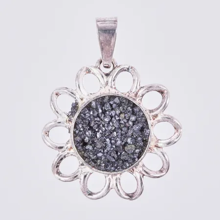 Hänge med sten, längd: ca 3,5cm, Ø ca 26mm, 830/1000 silver  Vikt: 5,8 g