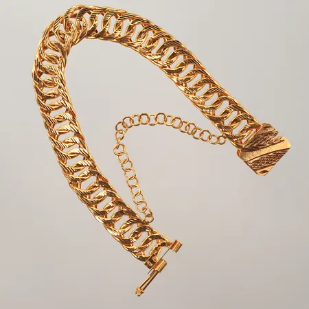 Armband med säkerhetskedja, 18cm, bredd 12mm, ihålig, 21K 19,4g 