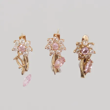 Örhängen, defekta, lös sten, 14K,  Vikt: 1,4 g