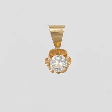 Hänge med vit sten, höjd: 9mm, bredd: 5mm, 18K guld.  Vikt: 0,2 g