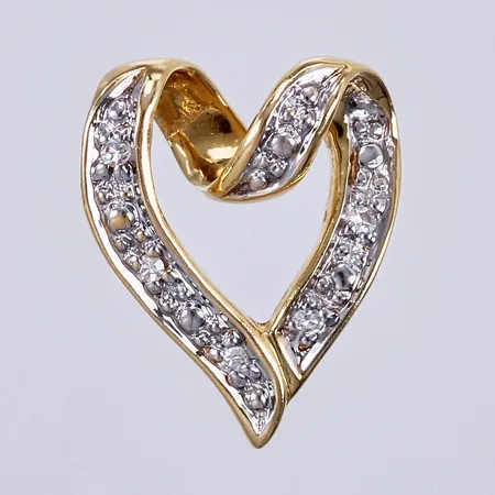 1 hänge hjärta med diamanter 4x ca 0,005ct Åttkantsslipade, längd ca 1,2cm, bredd ca 10mm, 18K  Vikt: 0,7 g