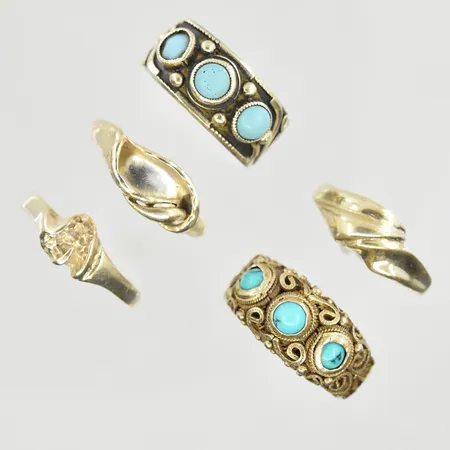 5 ringar, stl 15¼, 15¾, 16, 16¾, silver. Vikt: 14,1 g
