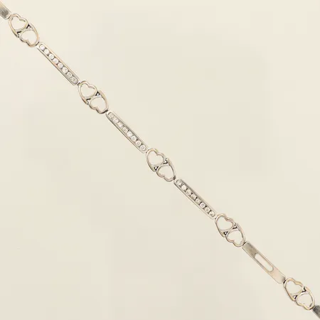 Armband med vita stenar, längd 18cm, bredd ca 2,5-5mm, vitguld, bör rodieras om, 18K Vikt: 8,3 g