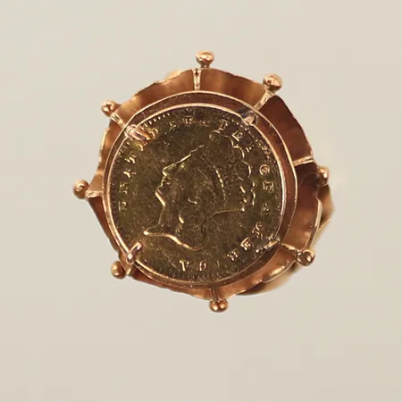 Ring med myntdetalj, stl 17½, bredd 4-22mm, 18K, 7g 