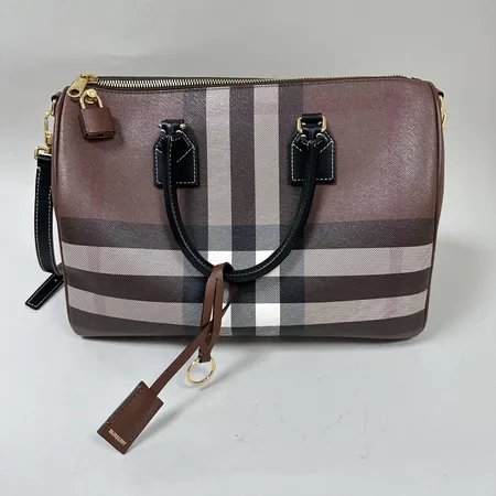 Väska Burberry Medium Bowling Bag, Dark Birch Brown, dustbag, ITTRESRL44SCA, kvitto från 2022, smärre fläckar ut- och invändigt.