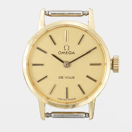 Damur Omega, quartz, Ø21mm, 18K, slitage, står still/behov av batteribyte, bruttovikt 11,2g