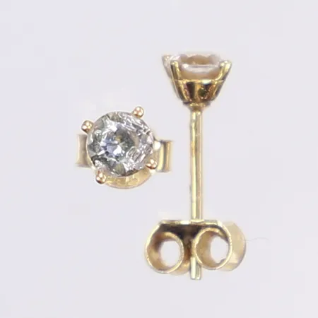 Örhängen med vita stenar, Ø4mm, 18K  Vikt: 1 g