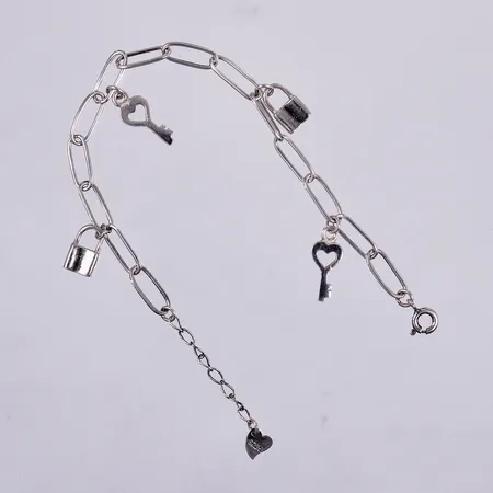 Armband med berlocker, 16-19cm, bredd ca 4mm, silver Vikt: 7,2 g