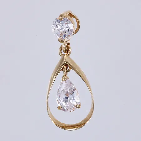 Hänge med vita stenar, längd: ca 2cm, bredd: ca 8mm, 18K Vikt: 0,7 g