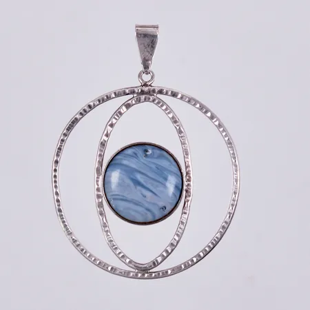 Hänge med sten, längd: ca 5,8cm, bredd: ca 54mm, THG, Thomas Guldsmed AB, Sandviken, år 1974, 830/1000 silver  Vikt: 10,5 g