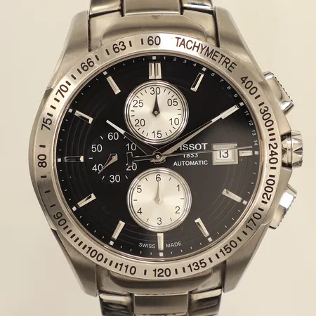 Herrur Tissot Veloci-T, stål, automatisk, 45mm, refnr T024427A, serienr 10JA0374856, kronograf, datum, stållänk ca 17,5cm, inga tillbehör. 