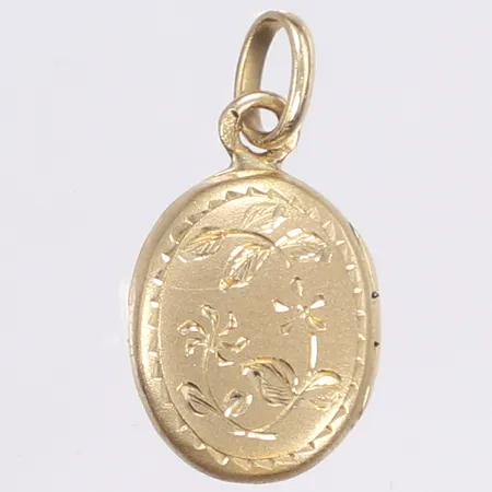 Hänge, öppningsbar medaljong,  längd inkl ögla 27mm, bredd 14mm, 14K Vikt: 2,7 g