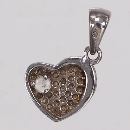 Häng, hjärta, vit sten, 18mm, 925/1000 silver Vikt: 1 g