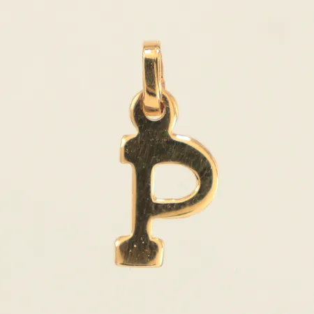 Hänge bokstav P, längd 15,3mm inklusive ögla, bredd 6,8mm, GHA, 18K  Vikt: 0,4 g
