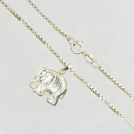 Kedja Venezia med hänge elefant, längd 40 cm, bredd 2 mm, 925/1000 silver. Vikt: 5,6 g