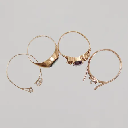 4 Ringar, defekta, av, saknar sten, 18K,  Vikt: 10,2 g