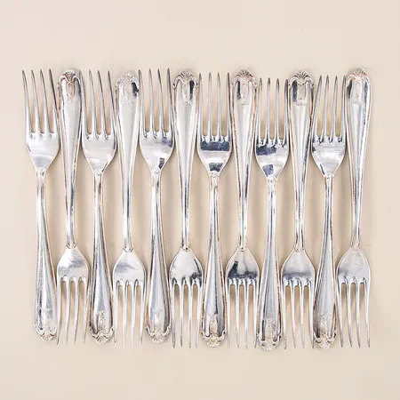 Smörgåsgafflar 12st, modell Vasa, längd 14,8cm, GAB, silver 830/1000 Vikt: 307,8 g