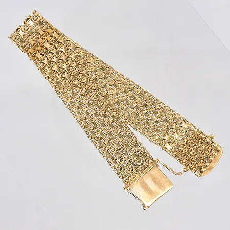 Armband X-länk med stav, 18,5cm, bredd 16mm, 18K Vikt: 39,7 g