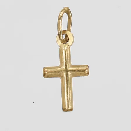 Hänge i form av ett kors, höjd inkl. ögla: 18mm, bredd: 2 - 8mm, smärre bruksslitage, 18K guld.  Vikt: 0,4 g