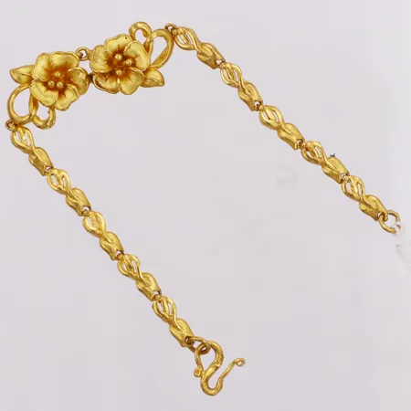 Armband, blommor, 16,5cm, bredd 4,4-13,4mm, s-lås, 23K  Vikt: 16,3 g