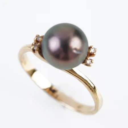 Ring m pärla, stl 19(59), Ø9mm, 18k Vikt: 4,1 g