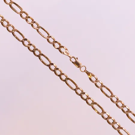 Kedja Figaro, längd 53,5cm, bredd 5mm, bucklig, 14K.  Vikt: 8,6 g