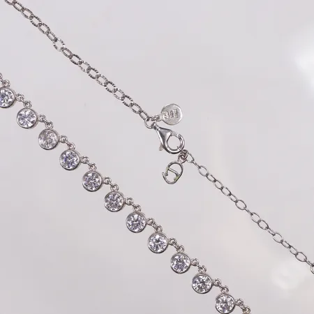 Collier, vita stenar, ca 34-39cm, 925/1000 silver Vikt: 10,6 g