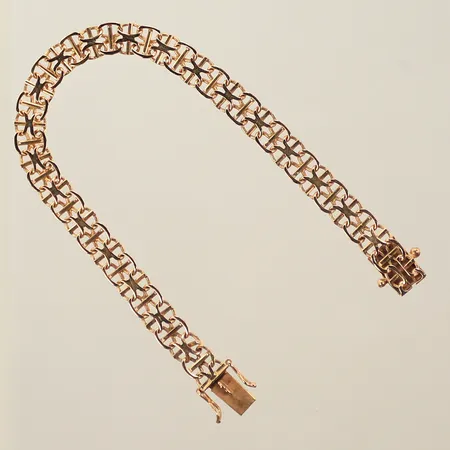 Armband, X-länk med stav, längd 19cm, bredd ca 5mm, 18K  Vikt: 11,2 g