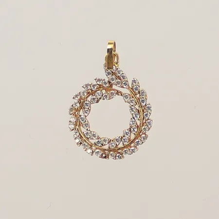 Hänge med vita stenar, 20x15mm, 18K Vikt: 1 g