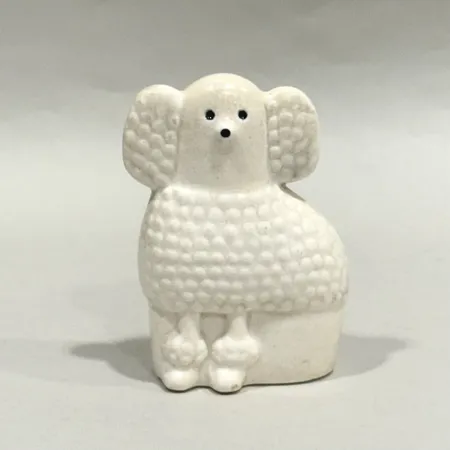 Figurin, Lisa Larson, Pudel, ur serien minikennel, höjd 9cm, Gustavsberg, signerad, stengods