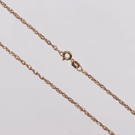 Kedja, Singapore, Guldfynd, 49,5cm, bredd 2mm, 18K  Vikt: 4,1 g