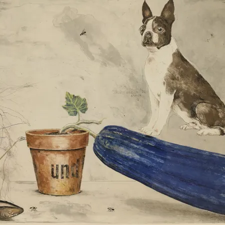 Tavla, litografi, PG Thelanders (1936-), "Pumpa", ur mappen Summa Summarum, signerad och numrerad 34/175, bildmått ca 43x64cm, ej examinerad ur ram.  Specialfrakt, kontakta pantbankskontoret för mer information.