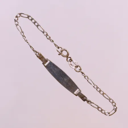 Armband med platta, längd 15cm, bredd 2-6mm, till barn, silver 925/1000.  Vikt: 2,2 g