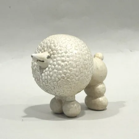 Figurin, Lisa Larson, Pudel, ur serien kennel, höjd 8cm, Gustavsberg, osignerad, etikettmärkt, stengods, mindre ytslitage