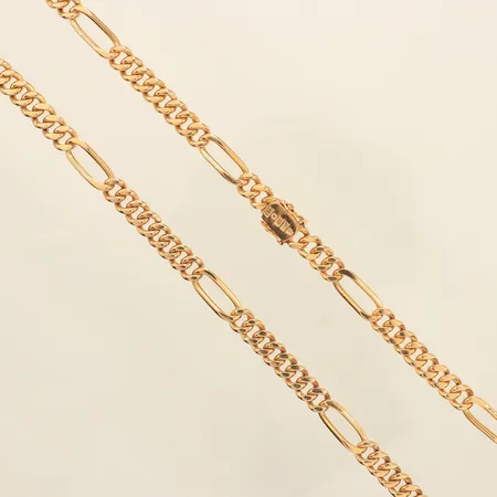 Kedja Figaro, längd 62cm, bredd ca 6,5-7mm, Gustafsson Evert, år 1986, 18K Vikt: 73,8 g
