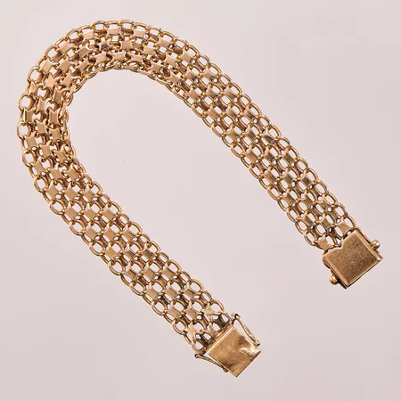Armband x-länk, 19cm, bredd:11mm, slitna länkar, 18K 24,5g.