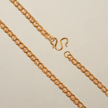 Halskedja, längd 48cm, bredd 5mm, 24K Vikt: 39,3 g