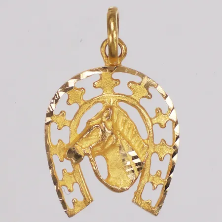 Hänge, hästhuvud & hästsko, 27mm, 18K  Vikt: 2,7 g