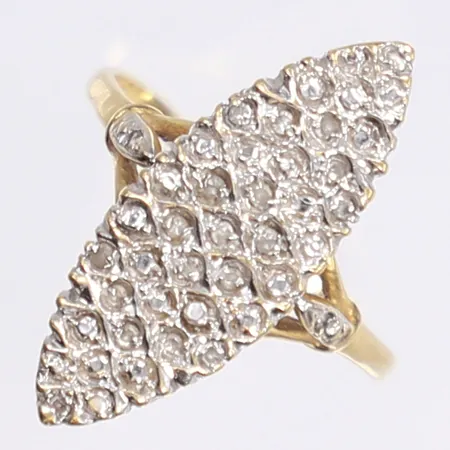 Ring med vita stenar, stl 18, bredd 1,5-24mm, 18K, bruttovikt 4,9 g Vikt: 4,9 g