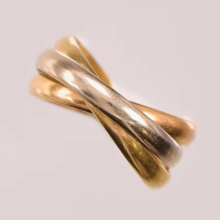 Ring, tricolore, ca Ø18½, bredd:3mm, 18K 8,2g. OBS! EJ MÄRKESDESIGN!