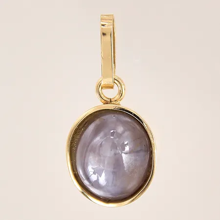 Hänge med grå cabochonslipad stjärnsafir, 24x12mm, 18K  Vikt: 4,2 g