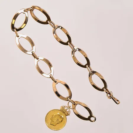 Armband, 20cm, bredd:11mm, gravyr, 18K 19,3g.